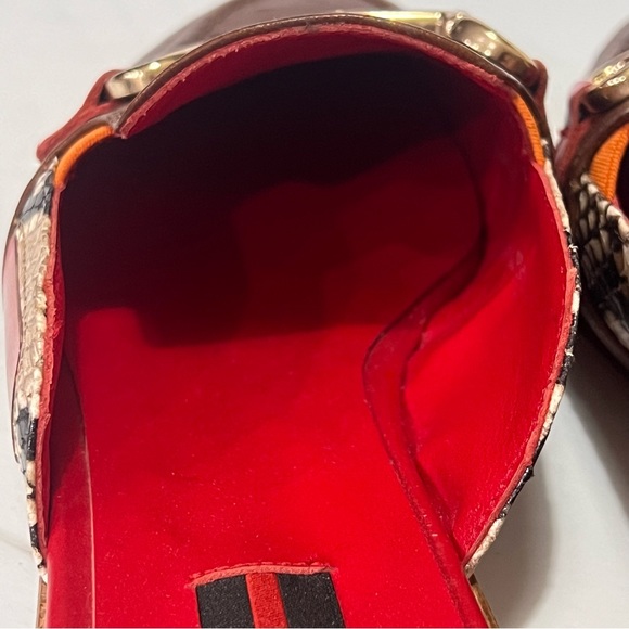 Parc Orion 1821 Genuine Leather Ostrich & Croc Mules 38/7.5 - Picture 12 of 17